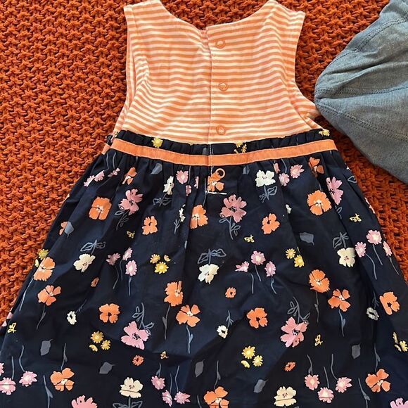 Carters just one you 9M floral/striped dress w/ matching denim blue hat NWOT - Picture 9 of 9